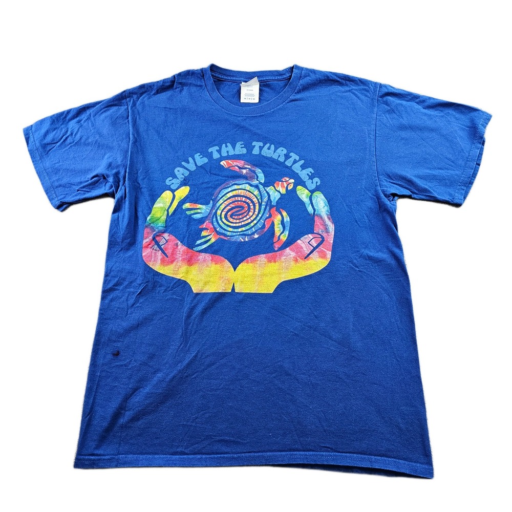 Port & Company‎ T-Shirt Youth M Blue Save The Turtles Graphic Crew Neck Pullover